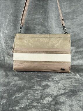 THE SAK Iris Purse Taupe Leather 3-Way Demi Clutch Adjustable Crossbody Bag